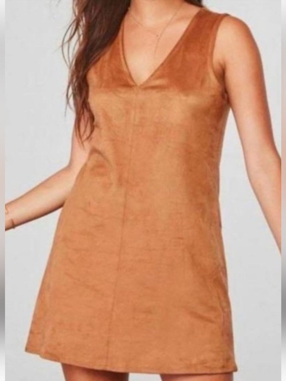 323 Jack by BB Dakota Faux Suede Shift Dress Sleeveless V-Neck Mini Dress S